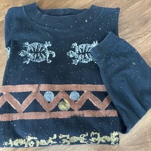 LA Express women’s vintage Black and Gold mock neck LS top